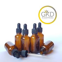 1 oz Amber Glass Bottles with Black Tops