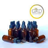 1 oz Amber Glass Bottles with Black Tops