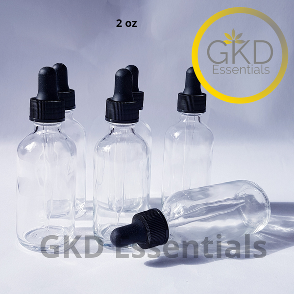 2 oz Clear Glass Bottles - Black Top